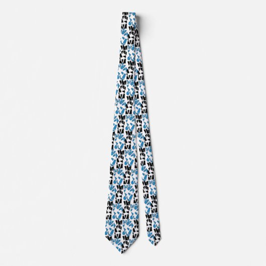 Zwart Blauw Glas-in-lood Patroon Stropdas (Voorkant)