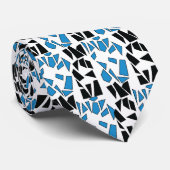 Zwart Blauw Glas-in-lood Patroon Stropdas (Opgerold)