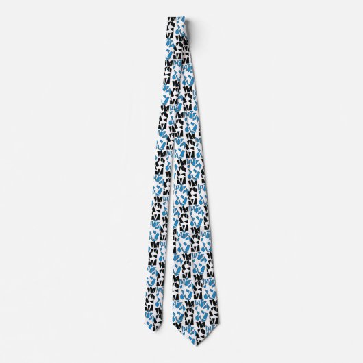 Zwart Blauw Glas-in-lood Patroon Stropdas (Achterkant)
