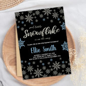 Zwart Blauw Glitter Winter Baby Douche Uitnodiging