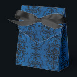 Zwart-blauw gothic Damask Bedankdoosjes<br><div class="desc">Zwart  roestvast damtpatroon op een gekneusd blauw cadeaudoos voor textuur,  ideaal voor gotische bruiloften of halloween!</div>