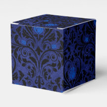 Zwart-blauw gotisch Roos Damask