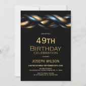 Zwart Blauw Goud Elk Leeftijd Verjaardagsfeest Kaart (Voorkant)