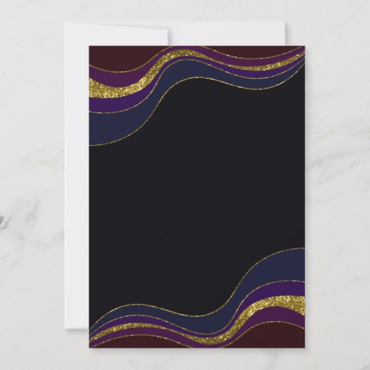 Zwart Blauw Goud Glitter 70ste Verjaardagsfeest Kaart (Achterkant)