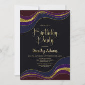 Zwart Blauw Goud Glitter Verjaardagsfeest Kaart (Voorkant)