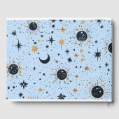 Zwart Blauw Goud Hemelse Zon Maan Sterren Bruiloft Gastenboek (Achterkant)