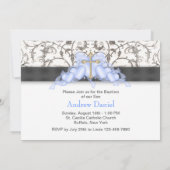 Zwart Blauw Goud Kruis Jongens Blauw Eerste Commun Kaart (Achterkant)