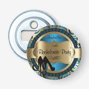Zwart, Blauw & Goud Metaal - Meidenavakantie Button Flesopener