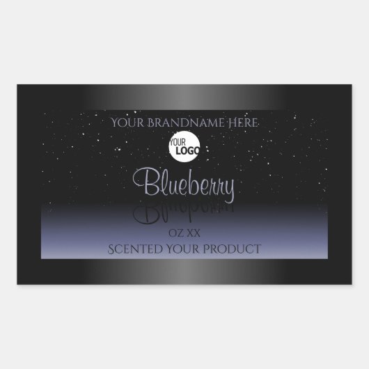 Zwart blauw gradiëntproductlabels Glitter Logo Rechthoekige Sticker (Voorkant)