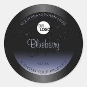 Zwart blauw gradiëntproductlabels Glitter Logo Ronde Sticker (Voorkant)