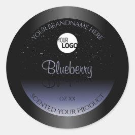 Zwart blauw gradiëntproductlabels Glitter Logo Ronde Sticker