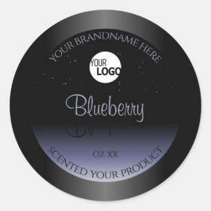 Zwart blauw gradiëntproductlabels Glitter Logo Ronde Sticker