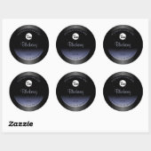 Zwart blauw gradiëntproductlabels Glitter Logo Ronde Sticker (Vel)