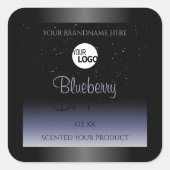 Zwart blauw gradiëntproductlabels Glitter Logo Vierkante Sticker (Voorkant)