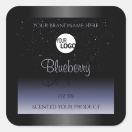 Zwart blauw gradiëntproductlabels Glitter Logo Vierkante Sticker