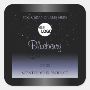 Zwart blauw gradiëntproductlabels Glitter Logo Vierkante Sticker