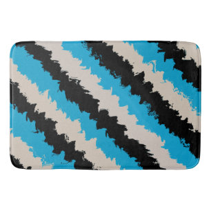 Zwart Blauw Grijs Abstract Streeppatroon Badmat