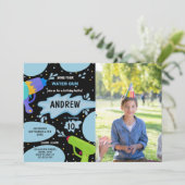 Zwart Blauw Groen Foto Water Pistool Verjaardag Kaart (Staand voorkant)