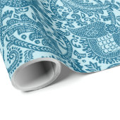 Zwart Blauw Groen Middeleeuws Uniek Bloemen Orname Cadeaupapier (Rol Hoek)