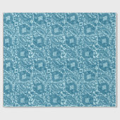 Zwart Blauw Groen Middeleeuws Uniek Bloemen Orname Cadeaupapier (Vlak)