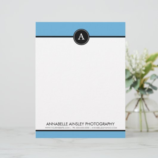 Zwart-blauw groen monogram letterhead briefhoofd ontwerp (Staand voorkant)