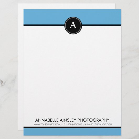 Zwart-blauw groen monogram letterhead briefhoofd ontwerp (Voorkant / Achterkant)