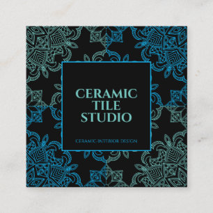 Zwart blauw groen naadloos mozaïek vierkante visitekaartje