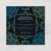 Zwart blauw groen naadloos mozaïek vierkante visitekaartje (Achterkant)