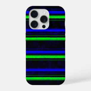 Zwart Blauw Groen Strepen iPhone 15 Pro Case