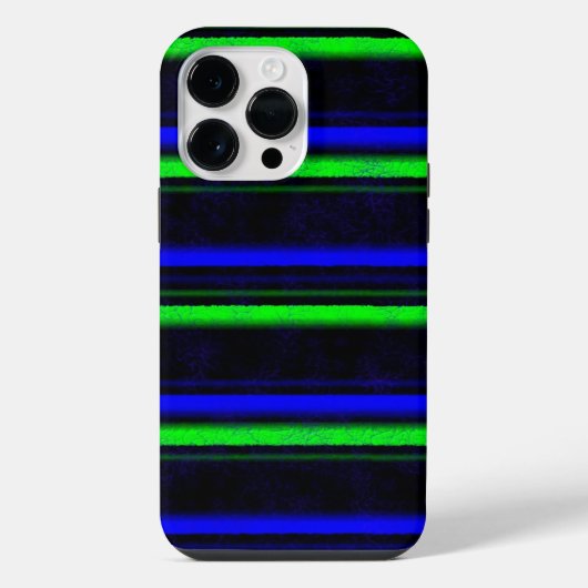 Zwart Blauw Groen Strepen iPhone Hoesje (Achterkant)