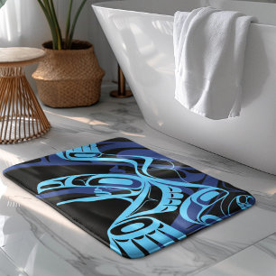 Zwart Blauw Haida Eagle Thunder Vogel Native Art Badmat
