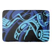 Zwart Blauw Haida Eagle Thunder Vogel Native Art Badmat (Voorkant)