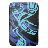 Zwart Blauw Haida Eagle Thunder Vogel Native Art Badmat (Voorkant Verticaal)