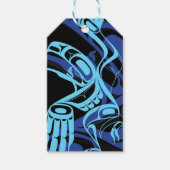 Zwart Blauw Haida Eagle Thunder Vogel Native Art Cadeaulabel (Voorkant)