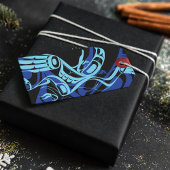 Zwart Blauw Haida Eagle Thunder Vogel Native Art Cadeaulabel