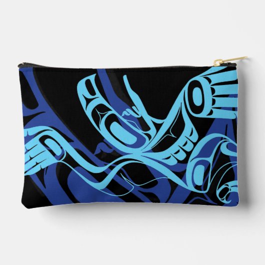 Zwart Blauw Haida Eagle Thunder Vogel Native Art Etui (Achterkant)