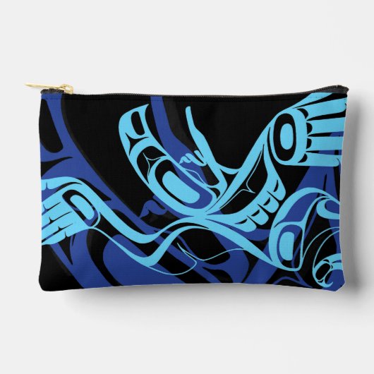 Zwart Blauw Haida Eagle Thunder Vogel Native Art Etui (Voorkant)