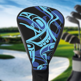 Zwart Blauw Haida Eagle Thunder Vogel Native Art Golfheadcover