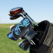 Zwart Blauw Haida Eagle Thunder Vogel Native Art Golfheadcover (Insitu)