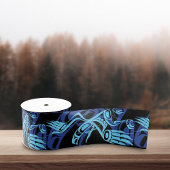 Zwart Blauw Haida Eagle Thunder Vogel Native Art Grosgrain Lint