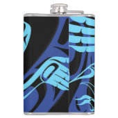 Zwart Blauw Haida Eagle Thunder Vogel Native Art Heupfles (Achterkant)