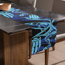 Zwart Blauw Haida Eagle Thunder Vogel Native Art Lange Tafelloper