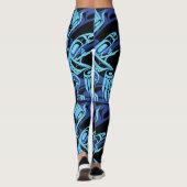 Zwart Blauw Haida Eagle Thunder Vogel Native Art Leggings (Achterkant)