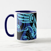 Zwart Blauw Haida Eagle Thunder Vogel Native Art Mok (Links)