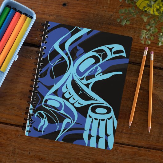Zwart Blauw Haida Eagle Thunder Vogel Native Art Notitieboek