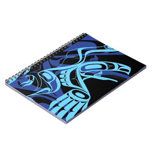 Zwart Blauw Haida Eagle Thunder Vogel Native Art Notitieboek (Linkerzijde)