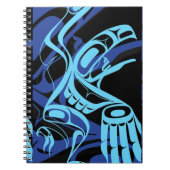 Zwart Blauw Haida Eagle Thunder Vogel Native Art Notitieboek (Voorkant)