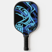 Zwart Blauw Haida Eagle Thunder Vogel Native Art Pickleball Paddle (Voorkant)
