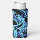 Zwart Blauw Haida Eagle Thunder Vogel Native Art Seltzer Blikjeskoeler (Seltzer Voorkant)