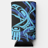 Zwart Blauw Haida Eagle Thunder Vogel Native Art Seltzer Blikjeskoeler (Voorkant)